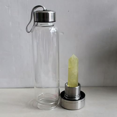 Natural Quartz Elixir Water Bottle Citrine Crystal Point Obelisk