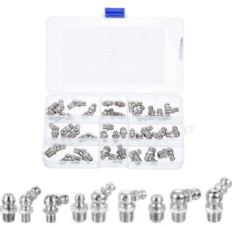 QUARKZMAN Graisseur Droit Et Angulaire Acier Nickelé 1/4-28 36Pcs | 1/4-28 5/16-24 3/8-24 Filetage Droit, 90 Degrés 45 Degrés, Accessoires De Graissage Hydraulique