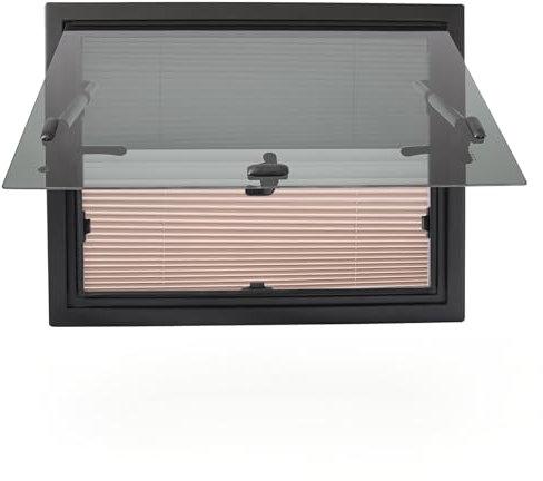 Wohnwagen Fenster 600x450mm Wohnmobil Ausstellfenster Bis 65° Wohnmobil Fenster mit fliegengitter und integriertem Rollo, Seitenfenster für Wohnwagen Van Camper