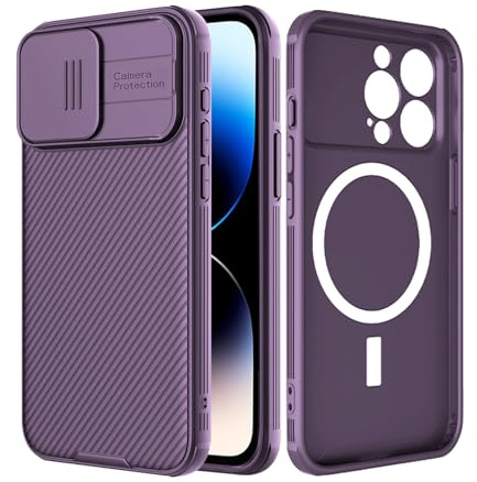 Vanki Handyhülle für iPhone 14 Pro Hülle,für iPhone 14 Pro Hülle Kameraschutz mit Slide Camera Kompatibel mit Mag-Safe Ultra Dünn Premium Bumper Hybrid Schutzhülle für iPhone 14Pro 5g (Lila)
