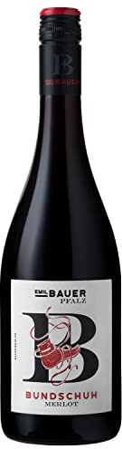 Emil Bauer „Bundschuh“ Merlot, Trockener Rotwein aus der Pfalz (1 x 0.75l) (Packung mit 6)