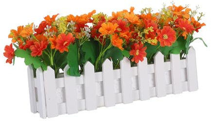 TOPBATHY Fleurs de Chrysanthème Réalistes Un Pot avec Clôture Décorations pour Table Jardin Porche et Intérieur