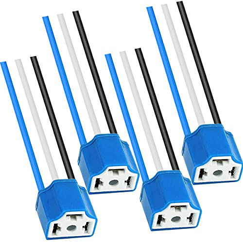 HAAMNING7 H4 Sockel 9003 HB2 LED Keramik Stecker Kabelbaum Adapter, 3-pin Scheinwerferstecker für Auto LKW Boot Marine Scheinwerfer Nebelscheinwerfer, 4 Stück