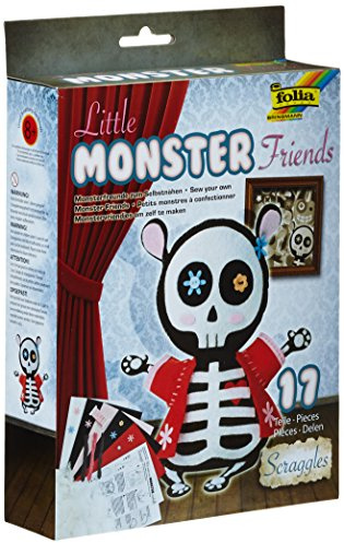 folia 50105 - Bastelset Little Monster Friends Scraggles'', 17-teilig - Monsterfreund aus Filz zum Selbernähen