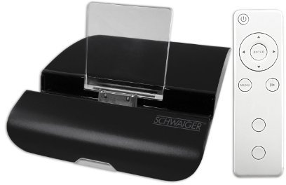 Schwaiger IPMD2 011 - Docking station per Apple iPhone/iPad/iPod, con telecomando e uscita HD Component, 1 mini USB, 5 VDC, colore: Nero