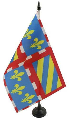 AZ FLAG - Tischflagge Burgund - 21x14 cm - Bourgogne Tischfahne 14 x 21 Cm - Flaggen