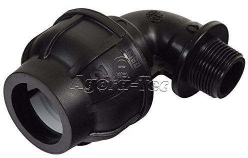 Agora-Tec PE Fitting Winkel 90 Grad 32 mm x 3/4 Zoll AG (26,4 mm) für PE-Rohr 32 mm SCHWARZ