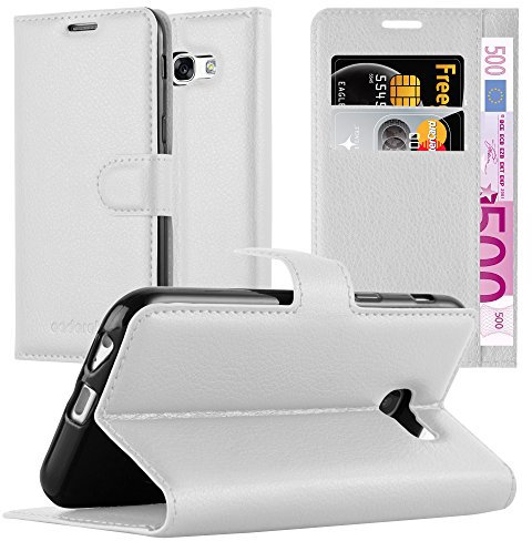 Cadorabo Hülle kompatibel mit Samsung Galaxy A5 2017 Handyhülle aus Kunst Leder Flip Klappbare Stoßfeste Magnetische [Standfunktion] [Kartenfächern] Cover Hülle für Galaxy A5 2017 Tasche in Weiß