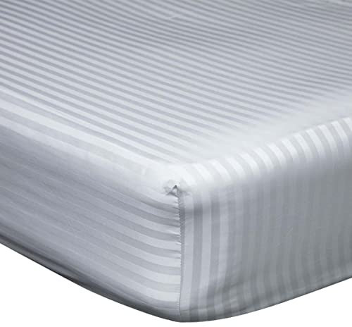 Belledorm 540 Thread Count Satin Stripe Extra Deep Fitted Sheet (Double) (Platinum)