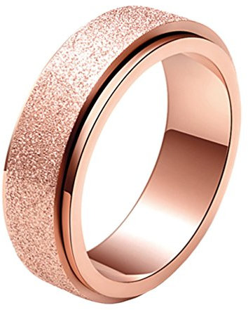 PAMTIER Damen Edelstahl Spinner Ring Sandstrahlen Fertig Hochzeit Band Rose Gold Größe 62 (19.7)