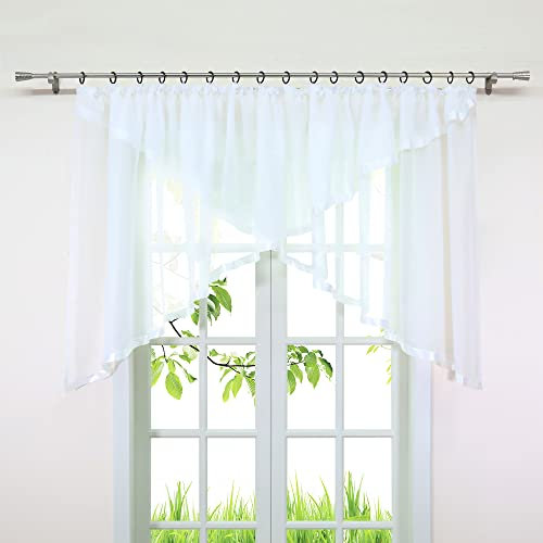 Yujiao Mao Voile Kuvertstore Scheibengardine mit Satinband Faltenwurf Vorhang mit Kräuselband Weiß BxH 300x100cm
