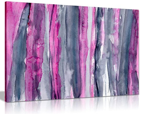 Abstract Modern Pink & Grey Canvas Wall Art Picture Print (24x16)
