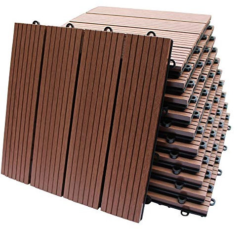 Top-Multi WPC Holz Fliese 30x30cm Light Brown 1m² (1m²=11 Fliesen)