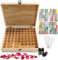 Songlela Ätherische Öle Flaschen Holzbox, 74 Löcher Aromatherapie Öle Tragen Organisator Multifunktions Geschenk Aufbewahrungsbox für Nagellack, Duftöle, Ätherisches Öl, Stain und Lippenstift