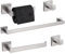 TURS Set di 5 accessori da bagno in acciaio inox opaco nero e oro spazzolato porta asciugamani porta asciugamani e 2 ganci per asciugamani, montaggio a parete in acciaio inox… (argento spazzolato)