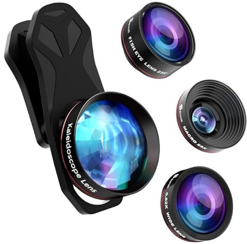 Selvim Phone Camera Lens Kits, 3 in 1 Phone Lens: 235° Fisheye Lens, 25X Macro Lens, 0.62X Wide Angle Lens, Compatible for iPhone 11 X 8 7 6 Plus X XS XR Samsung Galaxy