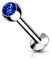 beyoutifulthings Lippen-Piercing Zirkonia 3-mm Silber Blau Piercing-s Lippe Stecker Chirurgenstahl Schraub-Verschluss Stab 8-mm lang 1-mm dick