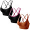Libella 3er Pack Damen Bustier Bralette Sport BH Wohlfühl-BH Sportliche Comfort BH Gepolsterter Push UP Stützfunktion verstellbare Träger Ohne Bügel Yoga Fitness 3749 Pink+Grau+DunkelrotSM