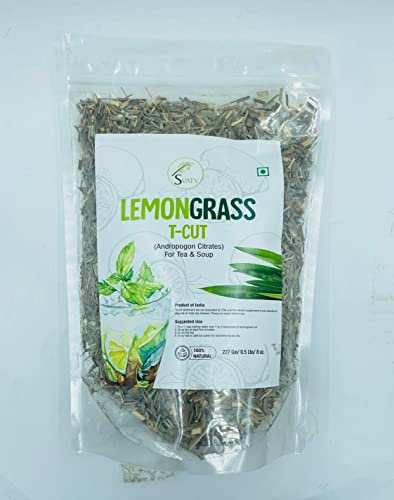 SVATV Hojas Sueltas De Té De Hierba De Limón | Cymbopogon Citratus | Lemongrass Tea Loose Leaf | Perfecto Para Té Y Condimentos | Hierbas Secas De Limoncillo - 227g