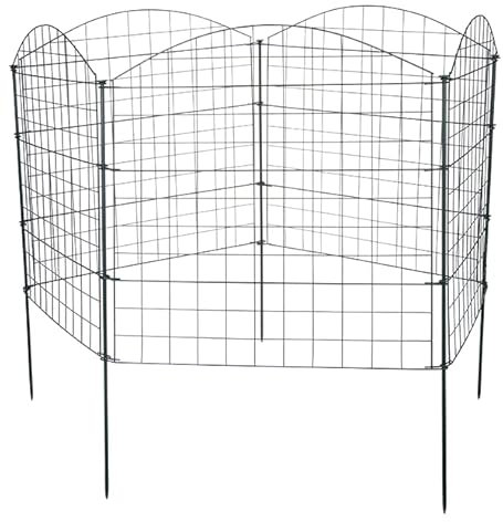 Garmix Teichzaun-Set 11-teilig 71x53cm/71x71cm/71x79cm 6x6cm Schwarz oder Grün … (Oberbogen 71x79cm, Grün)