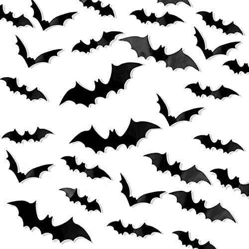120 Pcs Pipistrello Adesivi, Vetrofanie Halloween, Halloween Adesivi Finestre, 3D Decorazione per Pipistrelli, Adatto per Interni Esterni, Finestre e porte, Forniture per Feste di Halloween Fai-da-te