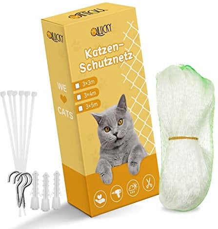 QILUCKY Rete protettiva trasparente per gatti, per balcone, senza foratura, trasparente, può essere tagliata, resistente ai morsi e per gatti, per la protezione di terrazze, finestre e porte (3 x 4 m)
