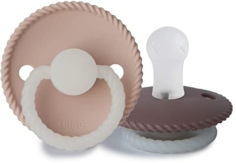 FRIGG Rope Night Confezione da 2 Ciucci | Ciuccio in silicone | Senza BPA | Prodotto in Danimarca | Tettarella simmetrica a ciliegia | (Twilight Mauve Night/Blush Night, Taglia 1 (0-6 Mesi))