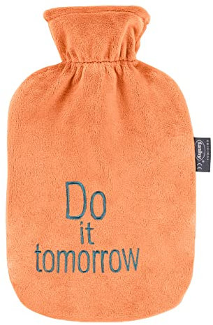 Fashy Wärmflasche mit Plüschbezug und Stickerei Do it Today/Tomorrow