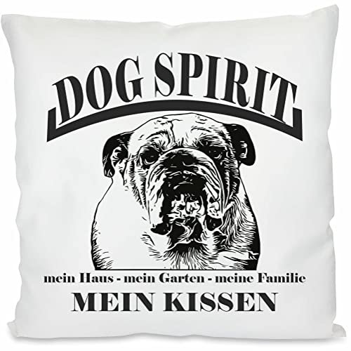INDIGOS UG Kissen - Französische Bulldogge - Bedruckt mit Hund und Kissenfüllung - Geschenkidee - Kopfkissen - Ruhekissen - Hundekissen - für Bett Körbchen und Couch Schlafplatz