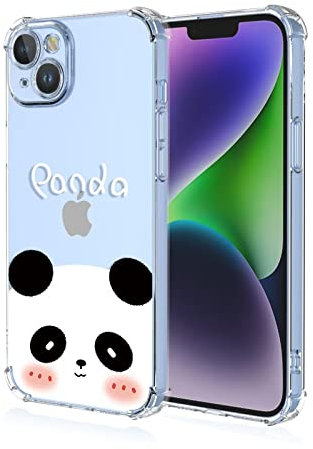 Topme Hülle für iPhone 14 (6.1 Inches), Handyhülle aus Weichem TPU Silikon, Transparent, mit Gemaltem Muster - Panda