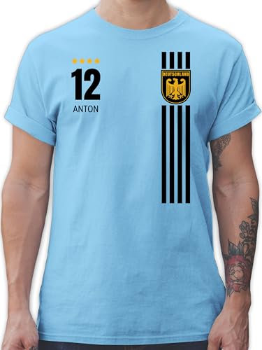 T-Shirt Herren - 2026 Fussball WM Fanartikel - Deutschland Germany Trikot Style - L - Hellblau - Deutschland-t-Shirt em Tshirt 2024 fußball deutsche Shirt deutschlandshirt fußball-Fanartikel
