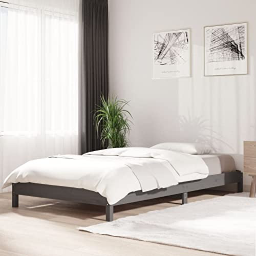 VACARX Stapelbett grau 80x200 cm massiv Kiefer Artikelfarbe grau