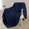 Exclusivo Mezcla Coperta Plaid Pile di Flanella per Divano, 130x170 CM Coperta Letto Singolo con Elegante Jacquard, Morbida e Calda, Blu marino