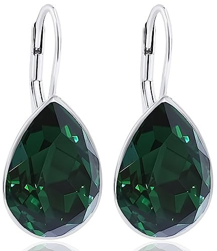 Emerald Ohrringe Silber Kristalle aus Österreich Klappverschluß Tropfen NOBEL SCHMUCK