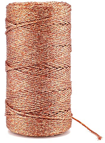 KINGLAK - Spago natalizio per confezioni regalo, 100 m, 1,5 mm, oro rosa, per palline di Natale, scintillante filo metallico glitterato per decorazioni natalizie