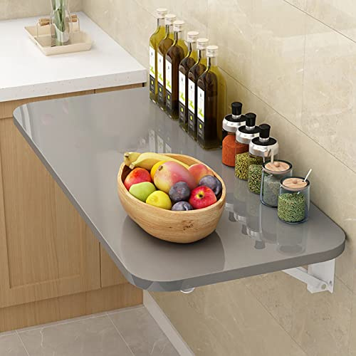 Wandklapptisch Schreibtisch Wandtisch Klappbar Aus Holz, Schwimmender Wandklapptisch Wandmontage Küchentisch Platzsparender Wandmontierter Klapptisch Computertisch ( Color : Gray , Size : 80x40cm/31x1