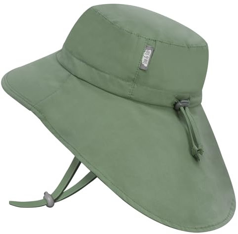 Jan & Jul Sommer Bade Sonnenhut für Kleinkinder 100% Baumwolle (L: 2-5 Jahre, Juniper Green)