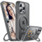 Miracase Hülle für iPhone 15 Pro Max Case 360° Ständer Handyhülle Keine Fingerabdrücke Handyhülle für MagSafe 15 Pro Max 6,7 Zoll Matt Stoßfest Schutzhülle (Grau)