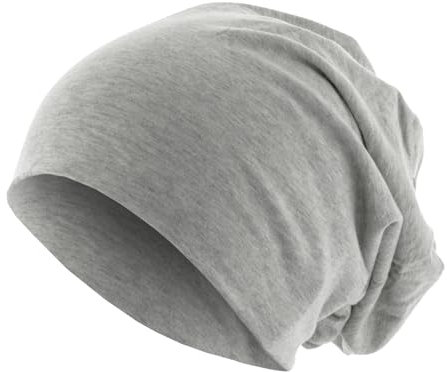 Roughtex Jersey Beanie leichte Mütze aus Baumwolle Stretchmaterial Heather Grey M/L
