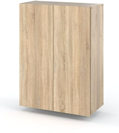 MRBLS Badezimmerschrank (Sonoma) – Badezimmerschränke 1 Stück - Hängeschrank Für Badezimmer - Badezimmerschrank Hängend - Schrank Badezimmer - Wandschrank Badezimmer - 60 x 80 x 30 cm (B/H/T)