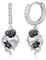 OHAYOO 925 Sterling Silber Totenkopf Ohrringe Hängend Blumen Schwarze Schmuck Drop Flower für Damen