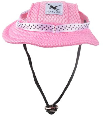 Shengxi Casquette de Baseball pour Chien, Protection Solaire Chapeau de Soleil Chien, Maille et Toile Respirante, Trou pour Oreilles et Mentonnière Règlable, Rose, Taille S (27 cm)