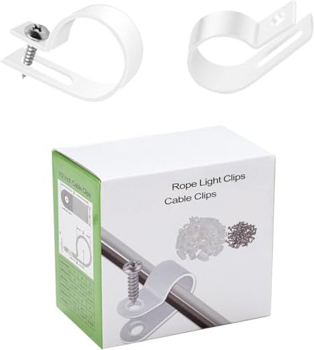 100 Stück 1,9 cm Lichtklemmen für außen mit Edelstahlschrauben, 3/4 Kabelklemmen für Lichterketten, Weihnachtslicht-Clips, Kabelklemmen, P-Typ-Kabel-Clips