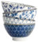 Flora Japonica 4-er Schalen-Set Blau-Weiß, japanische Müslischalen & Suppenschalen von TOKYO Design, Ø 18 cm, 1000 ml, asiatisches Porzellan, japanisches Design, Schalen für Frühstück & Dessert