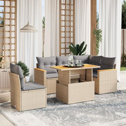 Amorsee Balkon Lounge Verstellbare Tischplatte Loungemöbel Balkon Sofa Rattan Gartensofa Gartenlounge Klein Ecklounge Lounge Möbel Outdoor Gartenmöbel Ecksofa Balkonmöbel Balkonsofa