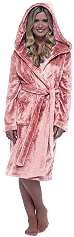 Damen Bademantel Frottee mit Kapuze Große Größen Kuschel Morgenmantel Lang Morgenkleidhausmantel Flauschig Fleece BademäNtel Winter Weich Pyjama Warm Plüsch Nachthemd Saunamantel