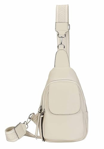 OBC Damen Crossbody Sling Tasche Rucksack Bodybag Crossbag Crossover Schultertasche Gürteltasche Brusttasche Umhängetasche Beige V1