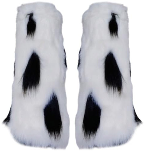 Zghhc 1 Paar Fuzzy-Pelz-beinstulpen, Kuh-Punkt-Muster, Stiefelüberzüge, Y2k-Fuzzy-stiefelmanschette, Stiefelärmel, Y2k-beinstulpen Für Party-kostüme