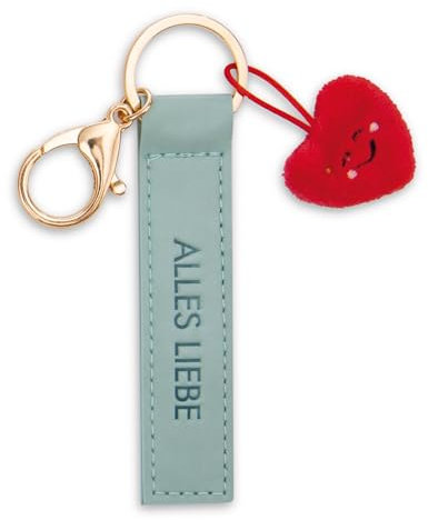 NICI Schlüsselanhänger Alles Liebe Kunstlederband türkis 10cm mit Herz