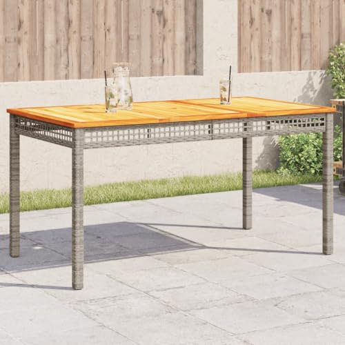 CFODOJ Outdoor Outdoor Tisch-Home-Gartentisch Grau 140x80x75 cm Poly Rattan Akazie Holz